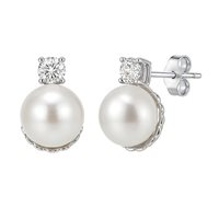 Orecchini donna in oro bianco 18 kt con perle e diamanti  – Idee Preziose dal 1987 - IP.OK18B/14P